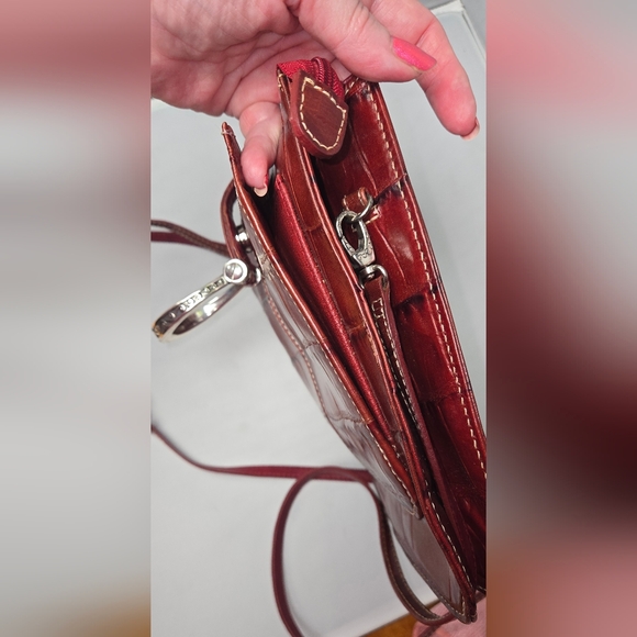 Brighton Croc-Embossed Wine Crossbody with Silver Ring - Picture 6 of 15